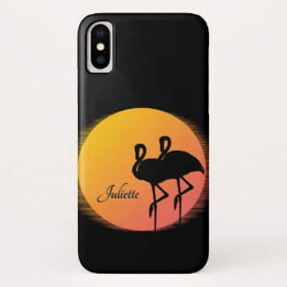 Sunset Flamingos Personal with Name Case-Mate iPhone Case