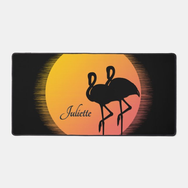 Sunset Flamingos Personal with Name Desk Mat (Front)