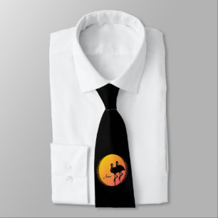 Sunset Flamingos Personal with Name Tie