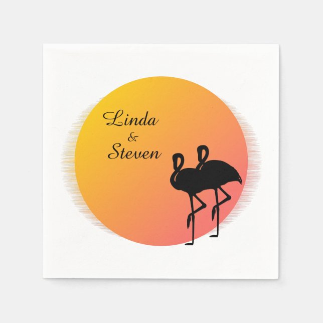 Sunset Flamingos Wedding  Napkin (Front)