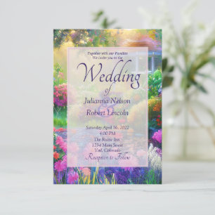 Sunset floral garden  wedding invitation