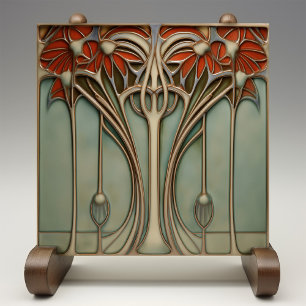 Sunset Flourish Art Nouveau Tile