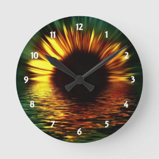 Sunset Flower Round Clock