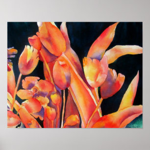 Sunset Flowers Poster