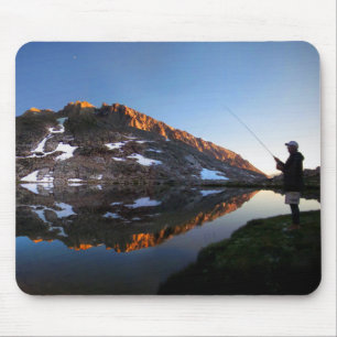 Sunset Fly Fisherman at Guitar Lake - JMT Mouse Pad