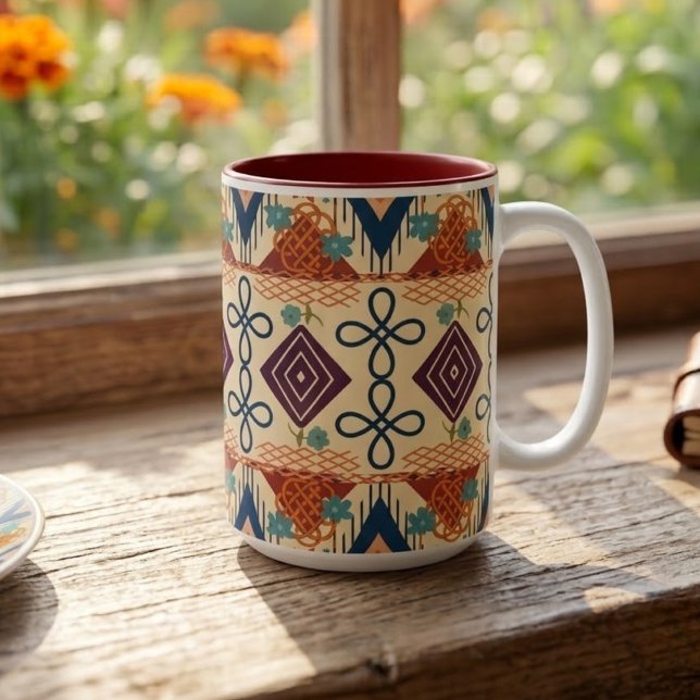Sunset Folk Art Two-Tone Coffee Mug (Creator Uploaded)