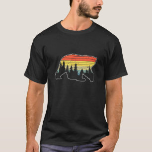 Sunset Forest Nature Bear Silhouette Of A Bear In  T-Shirt