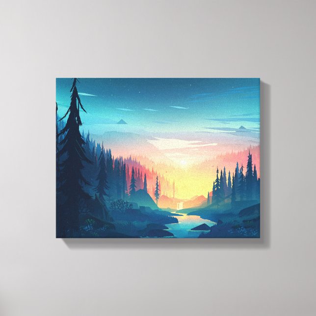 Sunset Forest Premium Wrapped Canvas (Gloss) (Front)