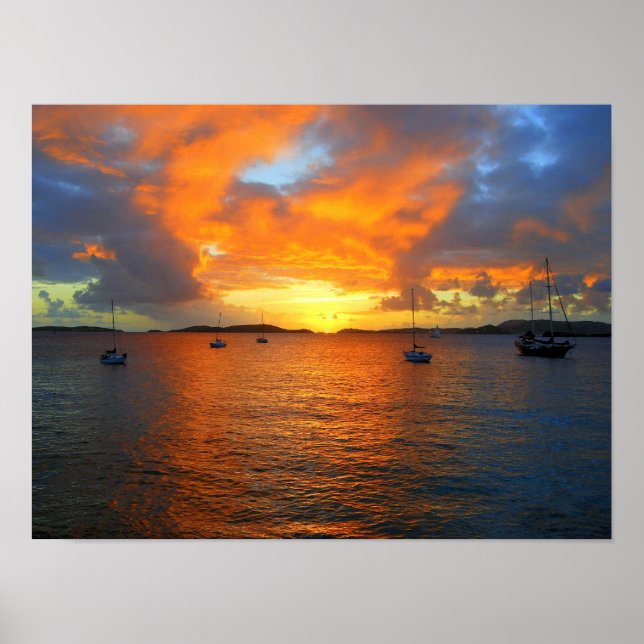 Sunset, Frank Bay, St. John, U.S.Virgin Islands Poster (Front)