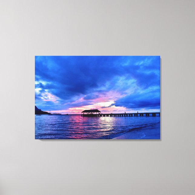 Sunset from Hanalei Bay - Kauai, Hawaii Canvas Print (Front)