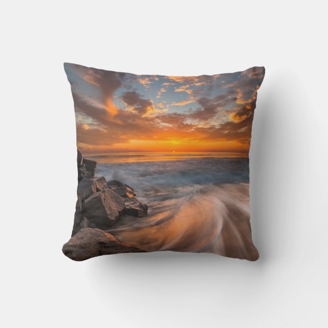 Sunset from Tamarach Beach Throw Pillow (Front)