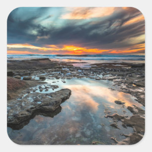 Sunset from the tide pools square sticker