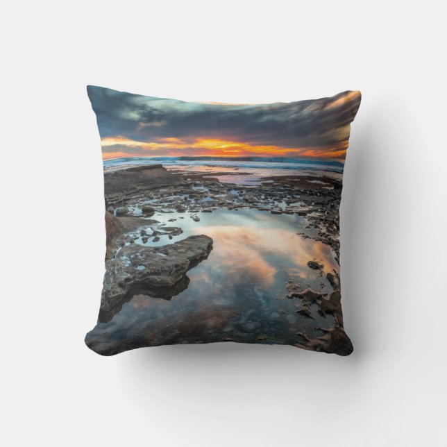 Sunset from the tide pools throw pillow (Front)