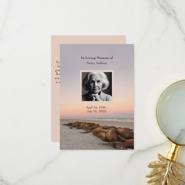 Sunset Funeral Memorial From Family Thank You Card (Front/Back In Situ)