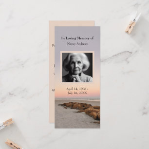 Sunset  Funeral Memorial Service Bookmark Card