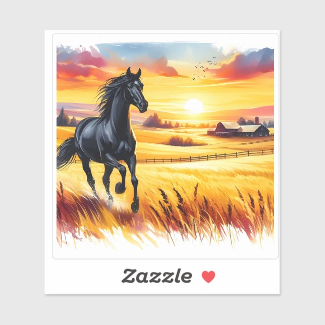 Sunset Galloping Horse Watercolor Tile (Sheet)
