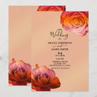 Sunset Glow Pink & Orange Roses Floral Wedding