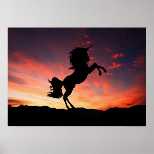 Sunset Glow Unicorn Silhouette Poster