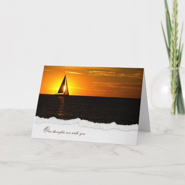 sunset glow with sailboat on water for sympathy card (Front)