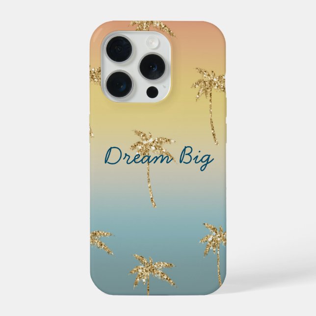 Sunset Gold Glitter Palm Trees iPhone Case (Back)