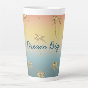 Sunset Gold Glitter Palm Trees Latte Mug
