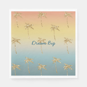 Sunset Gold Glitter Palm Trees Napkin