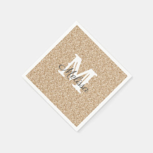 Sunset Gold Glitter & Sparkle Monogram Napkin