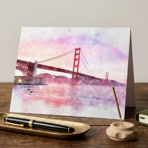 Sunset Golden Gate Bridge Pastel in San Francisco Thank You Card