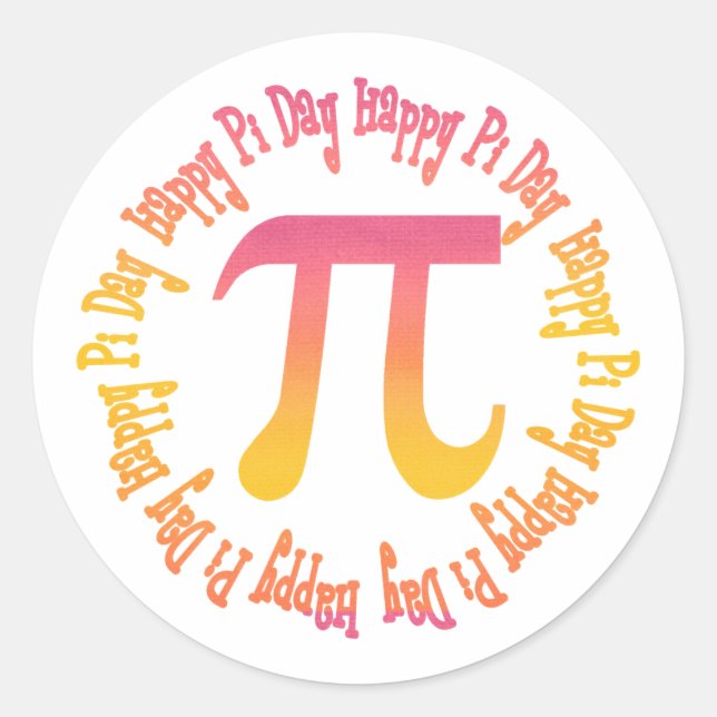 Sunset Gradient Pi Day Gifts and Tees Classic Round Sticker (Front)
