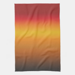 Sunset Gradient Vibrant Red Orange Yellow Ombre Kitchen Towel
