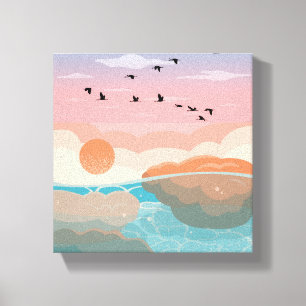 Sunset Gradient Wall Art Canvas Wrapped Modern