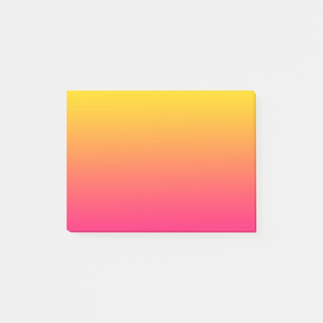 Sunset Gradient Yellow to Deep Pink Colour Ombre Post-it Notes (Front)
