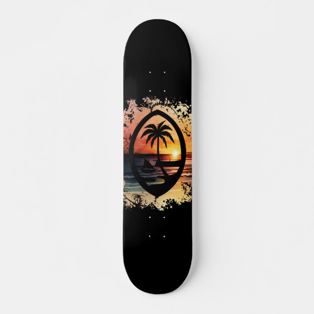 Sunset Guam Seal Skateboard (Front)