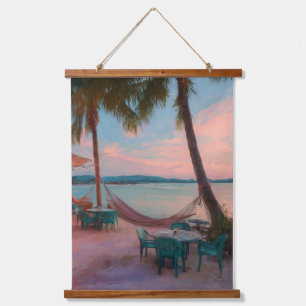 Sunset Hammock View Tropical Beach Art Hanging Tapestry