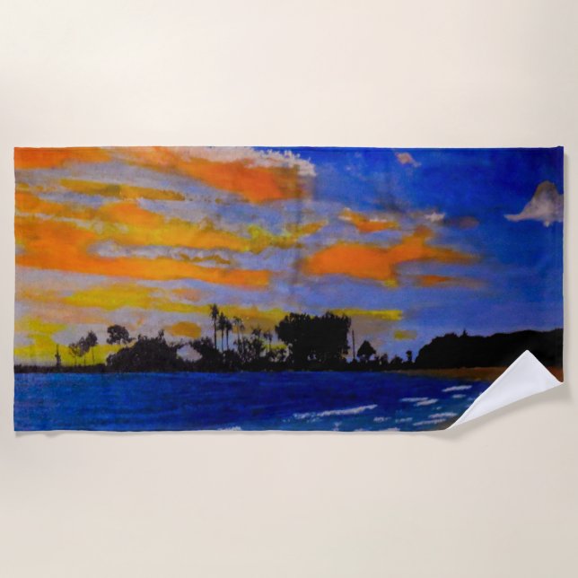 Sunset harbour beach towel (Front)