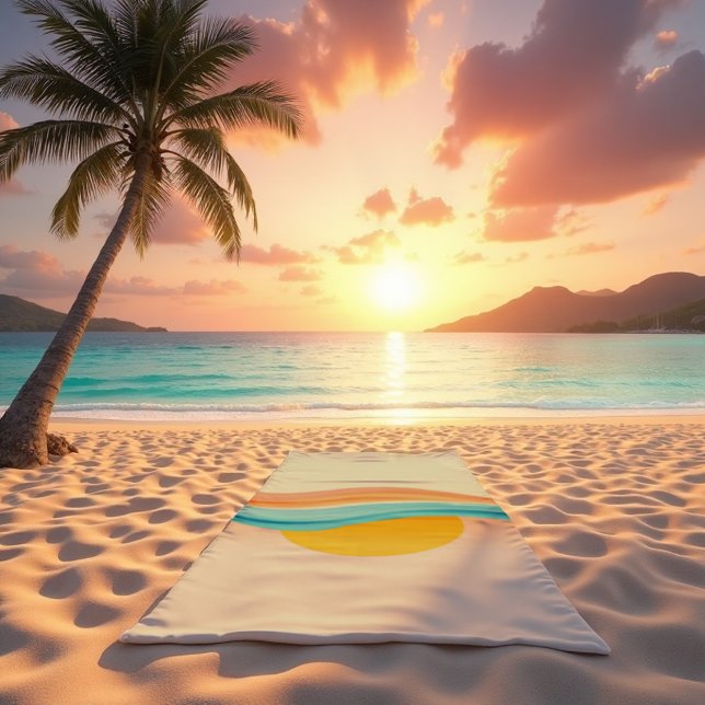 Sunset Harmony Wave Beach Towel (Drift into harmony. Your spot for serenity under the most beautiful sunset sky.)