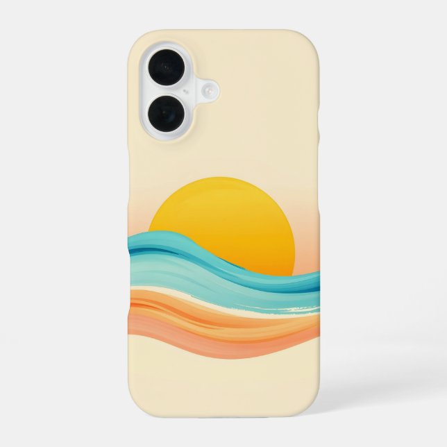 Sunset Harmony Wave iPhone 16 Case (Back)