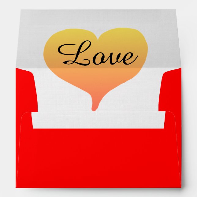 Sunset Heart Red Wedding Envelopes (Back (Bottom))