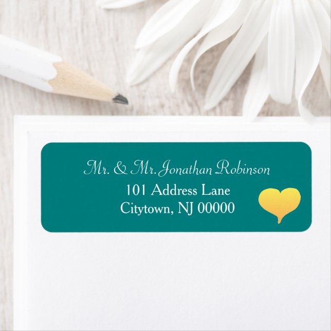 Sunset Heart Teal Green White Wedding (En situation)
