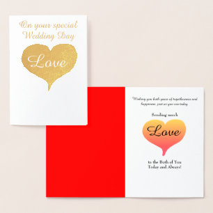 Sunset Hearts Red Wedding Foil Card