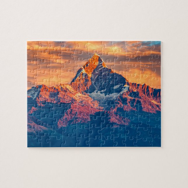 Sunset Himalaya Snow Mountains Nepal Travel Jigsaw Puzzle (Horizontal)