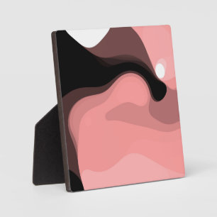 Sunset Horizon: Abstract Pink, Black & White Plaque