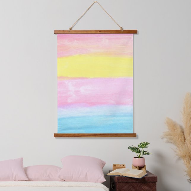 Sunset Horizon Watercolor Abstract  Hanging Tapestry (Bedroom)
