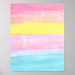 Sunset Horizon Watercolor Abstract  Poster