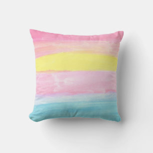 Sunset Horizon Watercolor Abstract  Throw Pillow