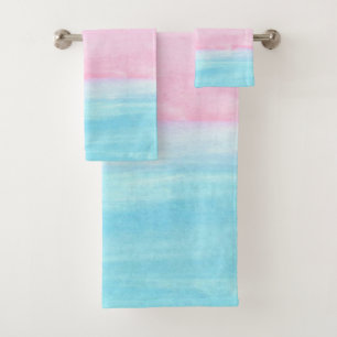 Sunset Horizon Watercolor  Bath Towel Set