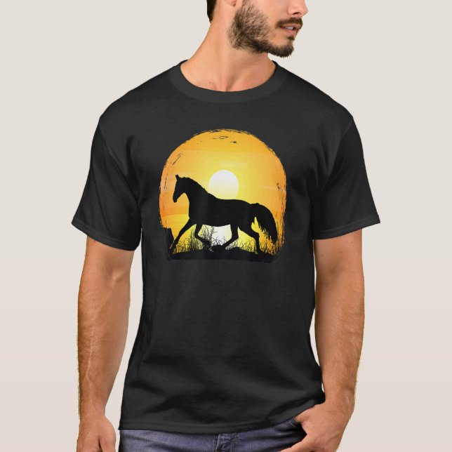 Sunset Horse Breed Silhouette   Warmblood T-Shirt (Front)