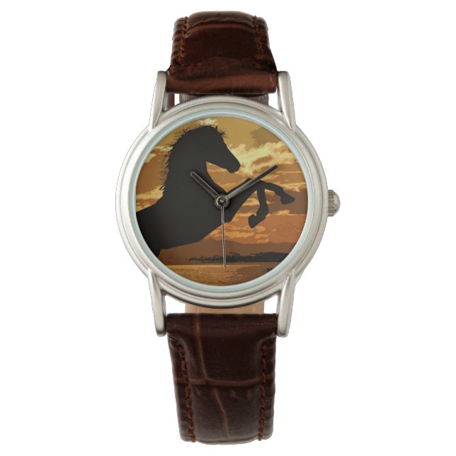 Sunset Horse Equestrian  Watch (Front)