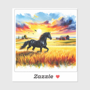 Sunset Horse in Vibrant Watercolor