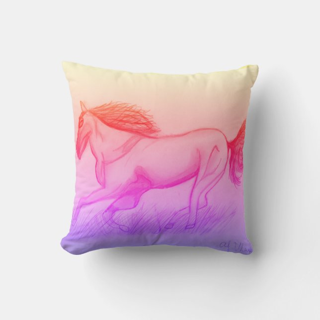Sunset Horse Pilow Throw Pillow (Front)